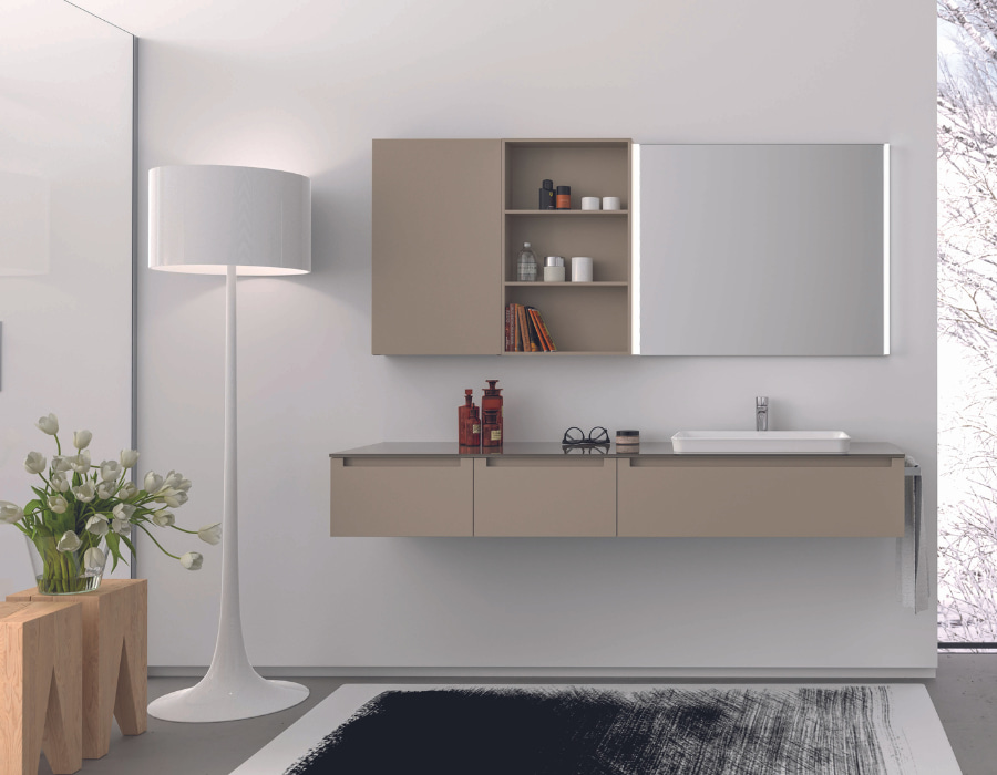 Lavandino per bagno sospeso con mobile Memphis Block